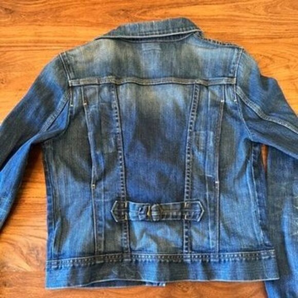 Vintage 7 For All Mankind Women's Blue Denim Jacket With Button Front & Pockets - Picture 15 of 16